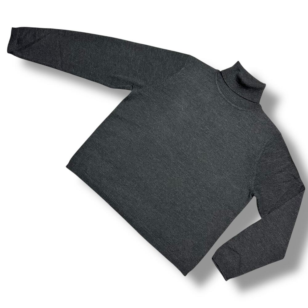 Vintage 90s Pendleton Merino Wool Turtleneck Sweater Charcoal Gray Sz L Petite